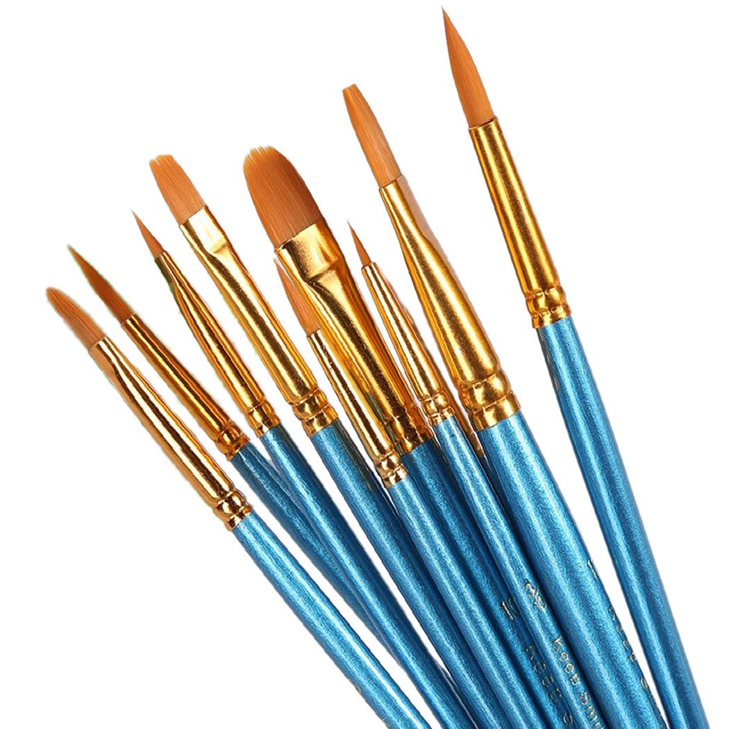 4 Sets of 10 Pcs Paint Brush Set, Synthetic Hair, Assorted Sizes & Shapes