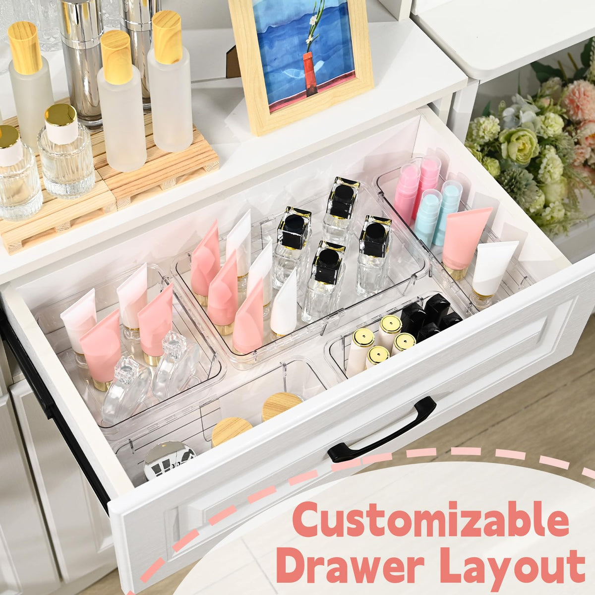 15 Pcs Expandable Drawer Organizer, All Adjustable Storage Box, Clear