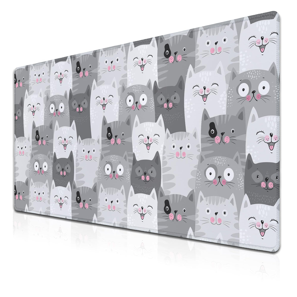 Samgula Keyboard Mouse Pad Funny Gray Cats, Large Mousepads Computer Desk Mat, XXL Gaming Mouse Pad