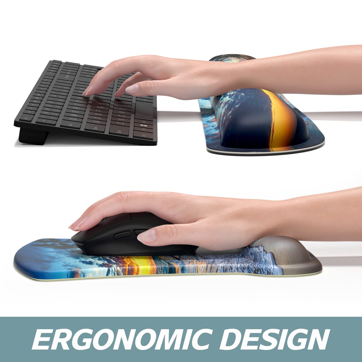 ITNRSIIET Mouse Pad Wrist Support Keyboard Wrist Rest Pad Ergonomic Mousepad Non-Slip Memory Foam