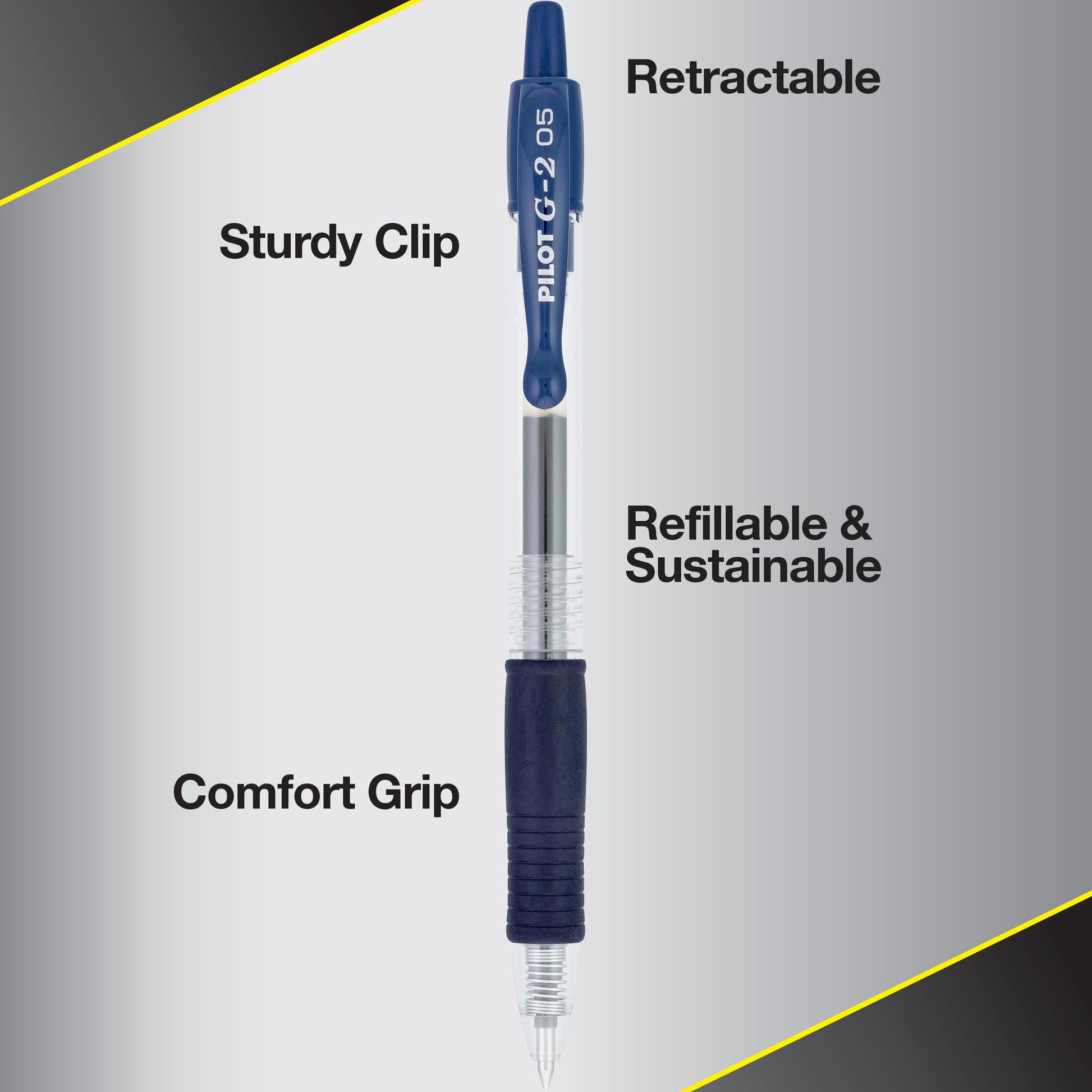 PILOT G2 Premium Retractable Rolling Ball Navy Gel Pens, 0.5mm, 12-Pack