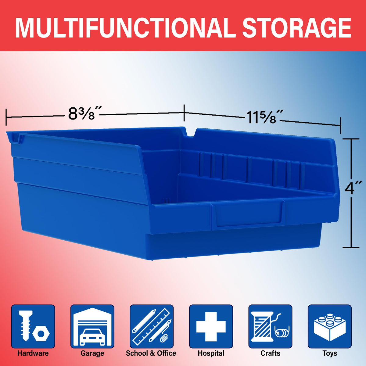 Akro-Mils 30150 Heavy Duty Plastic Shelf Bins, 12"x 8"x 4", Clear, 12-Pack