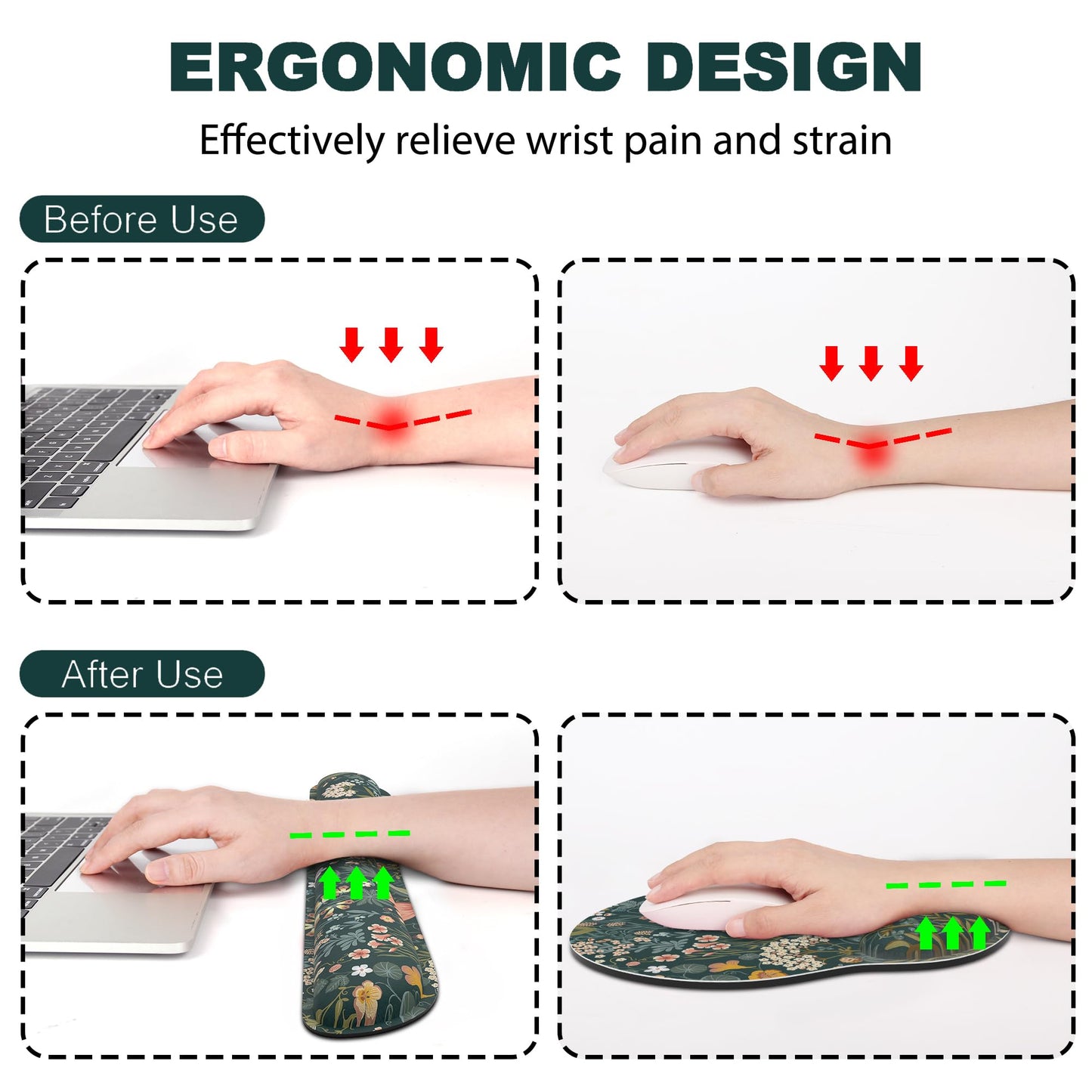 Ergonomic Mouse Pad with Wrist Rest and Keyboard Wrist Rest, Mousepad