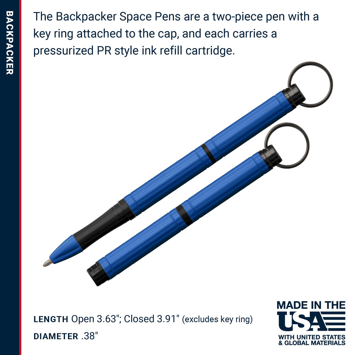 Fisher Space Pen Blue Backpacker Pressurized Ballpoint Pen, Gift Box