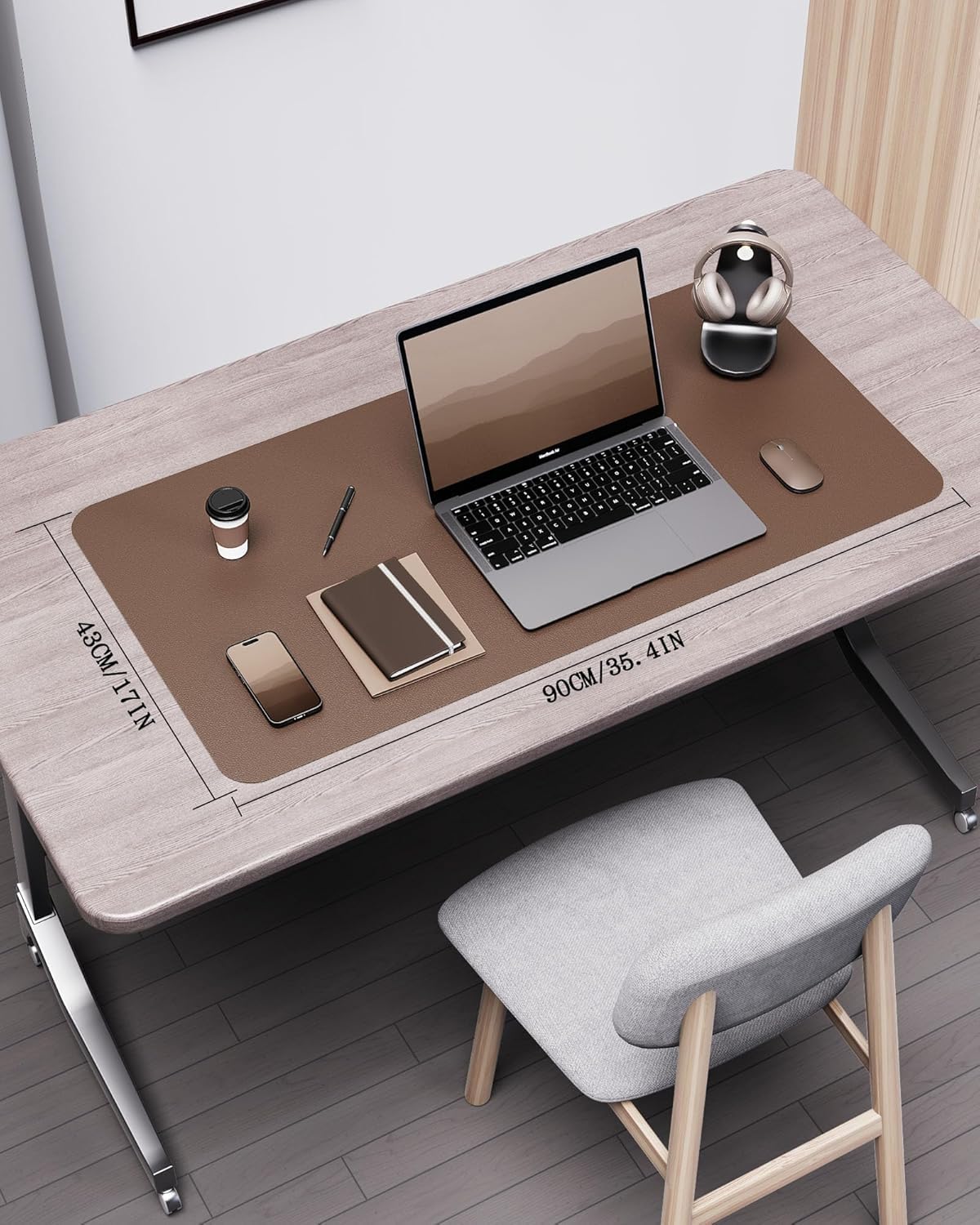 YSAGi Double-Sided Desk Pad, 35.4"x17"Leather Desk Mat, Eco Cork Desk Pad Protector,Large Mouse