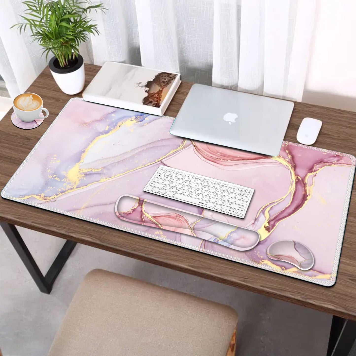 AIMSA Large Gaming Mouse Pad Set, Keyboard Wrist Rest Support Mouse Pad, Ergonomic Memory Foam