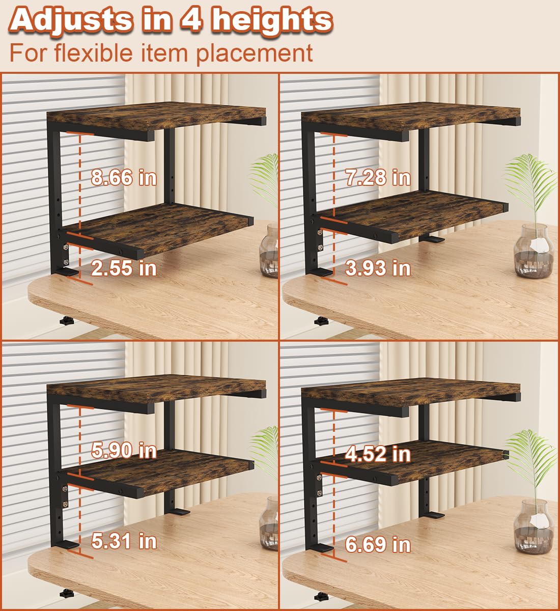 Mondazie 2-Tier Adjustable Desk Shelf Organization, Black