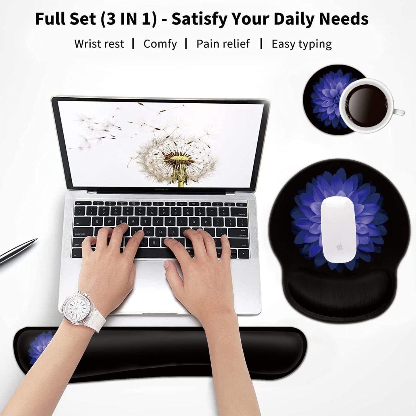 Keyboard Wrist Rest and Mouse Pad with Wrist Support, Ergonomic Gel Mouse Pad Coaster, Comfortable