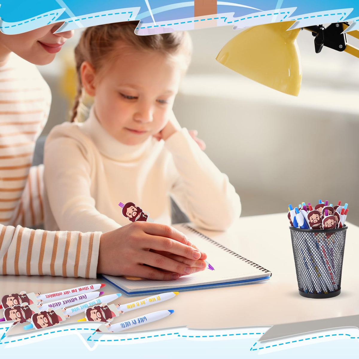 CroBlissful 100 Pcs Christian Jesus Pens for Kids, Back to School Supplies