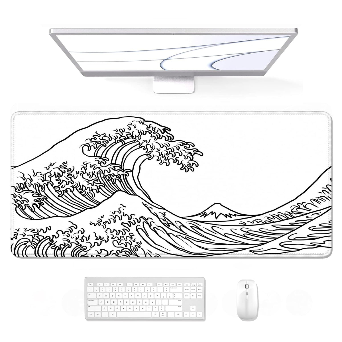 Auhoahsil Large Gaming Mouse Pad, XXL 35.4 x 15.7 in Office Desk Mat, Wave