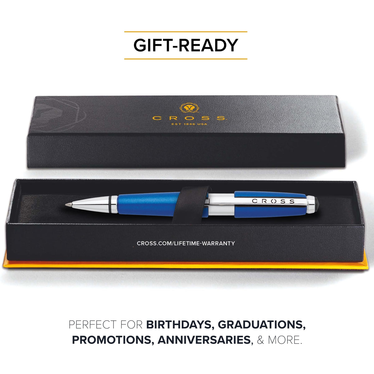 Cross Edge Nitro Blue Gel Rollerball Pen, Medium Point, Black Ink