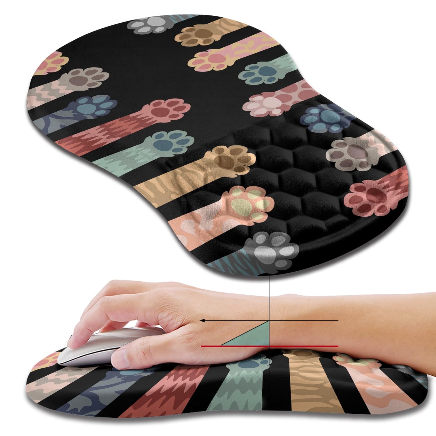 Hokafenle Ergonomic Mouse Pad Wrist Support, Wrist Rest Mousepad for Carpal Tunnel Pain Relief with