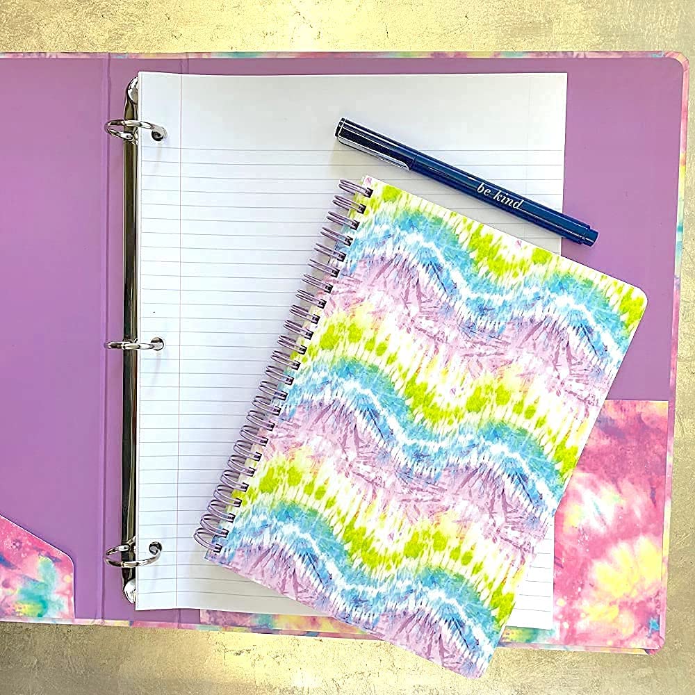 Steel Mill & Co. 1-Inch Hardcover 3 Ring Binder, Tie Dye