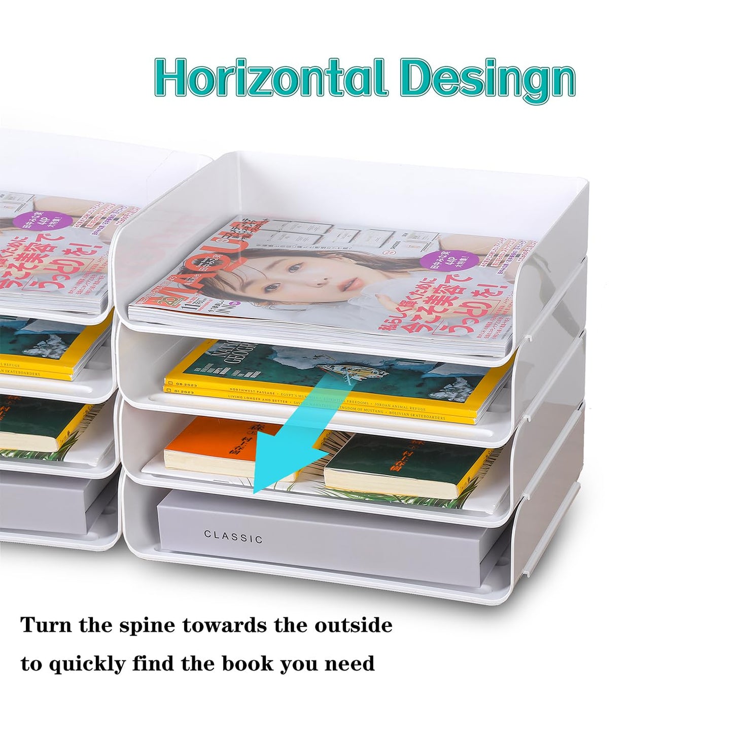 4 Tiers Stackable A4 Paper Trays, Office Desk File Holder, Tidy File Document Letter Book Paper