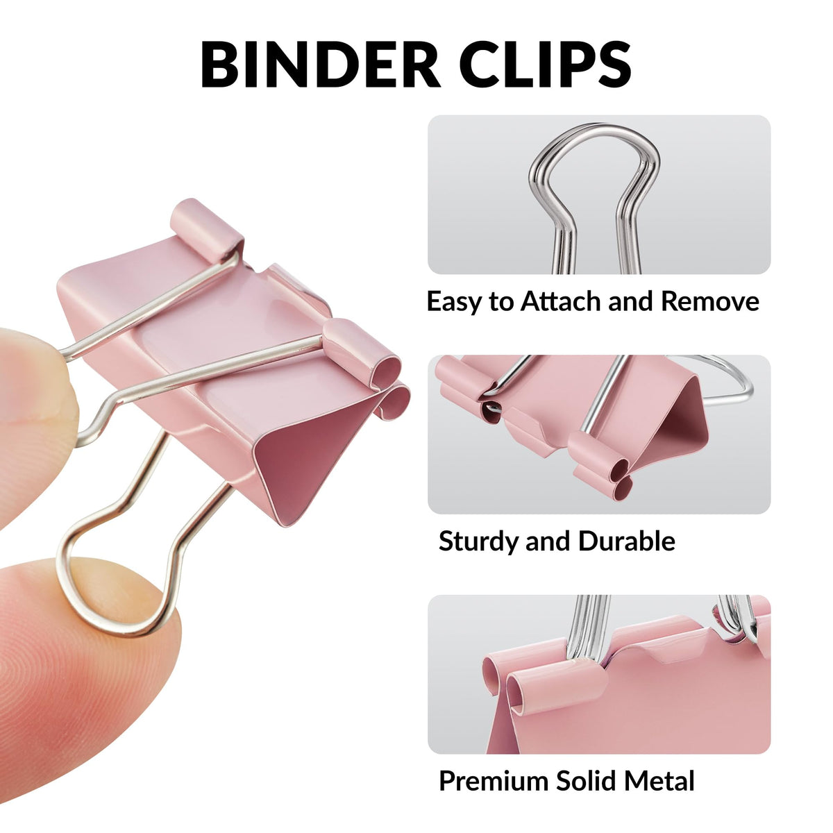 NEEWAY 100 Count Binder Clips Assorted Sizes, Paper Binder Clips (0.6inch 0.75inch 1inch), Metal