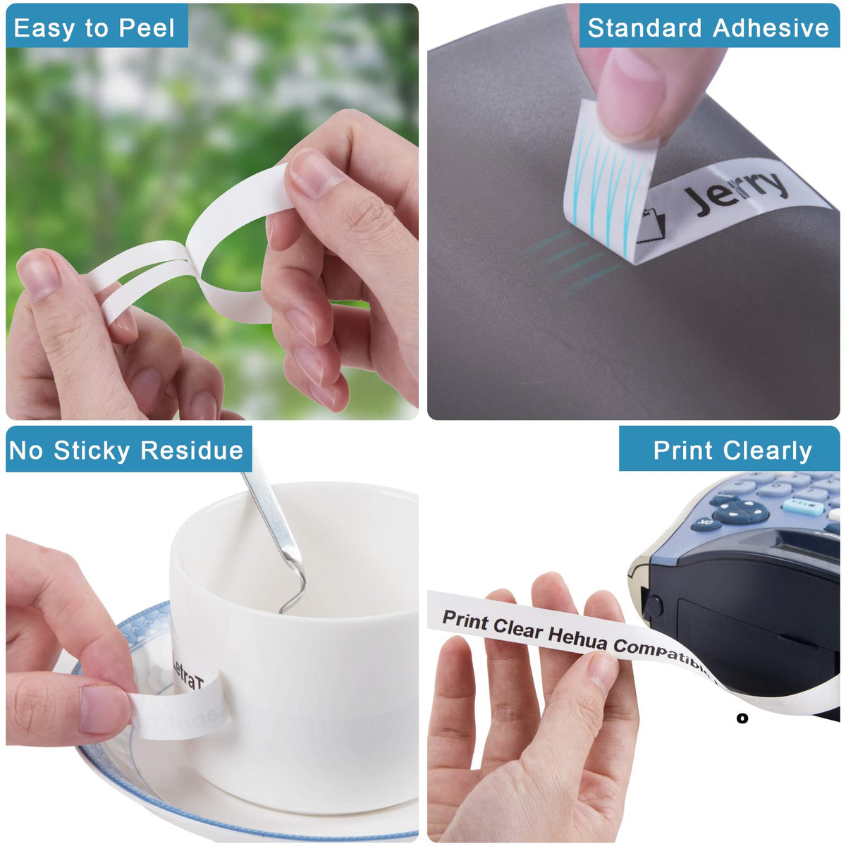 Hehua Compatible with Dymo 91330 12mm Label Maker Tape 10PK Refills 10697