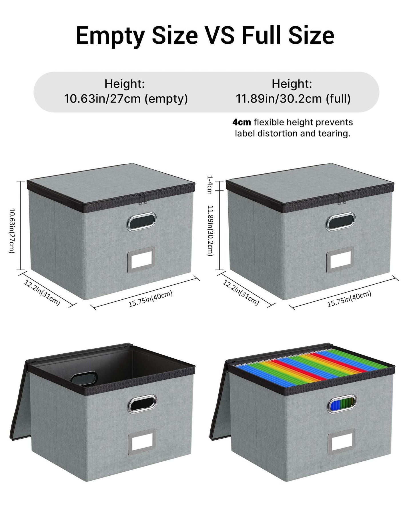 Oterri File Box Large 2-Pack Hanging Organizer for Letter/Legal-Size Folder