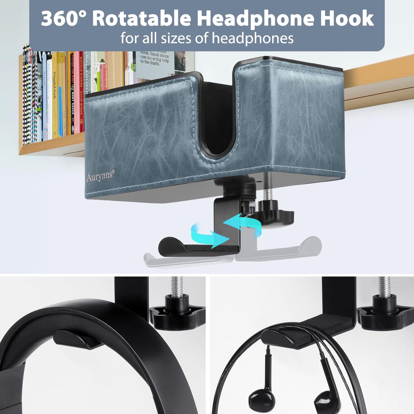 Under Desk Cup Holder Clamp on Cup Holder PU Leather Clip on Desk Organizer