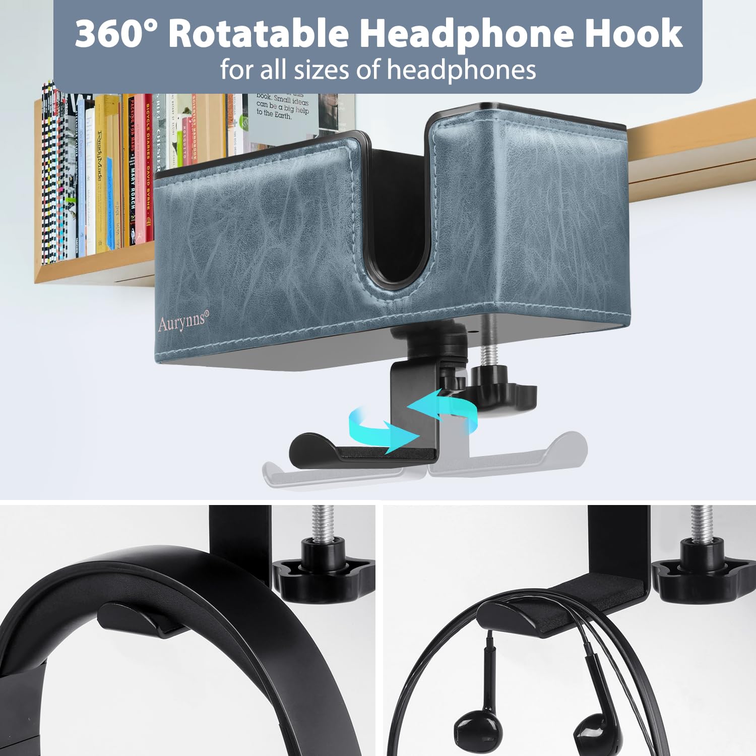 Under Desk Cup Holder Clamp on Cup Holder PU Leather Clip on Desk Organizer