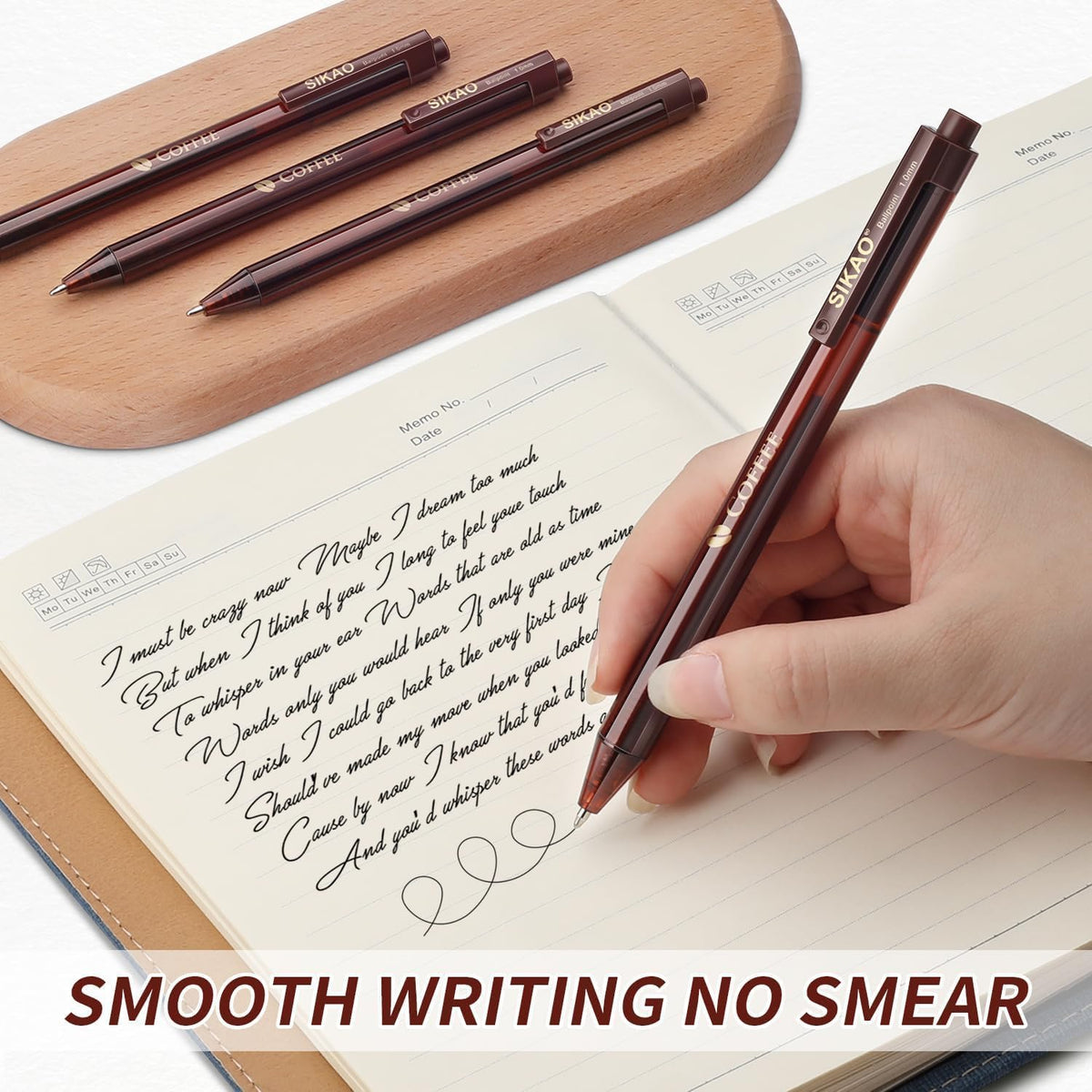 Sikao Black Pens Bulk, 60 Pack Retractable Ballpoint Pens “COFFEE”