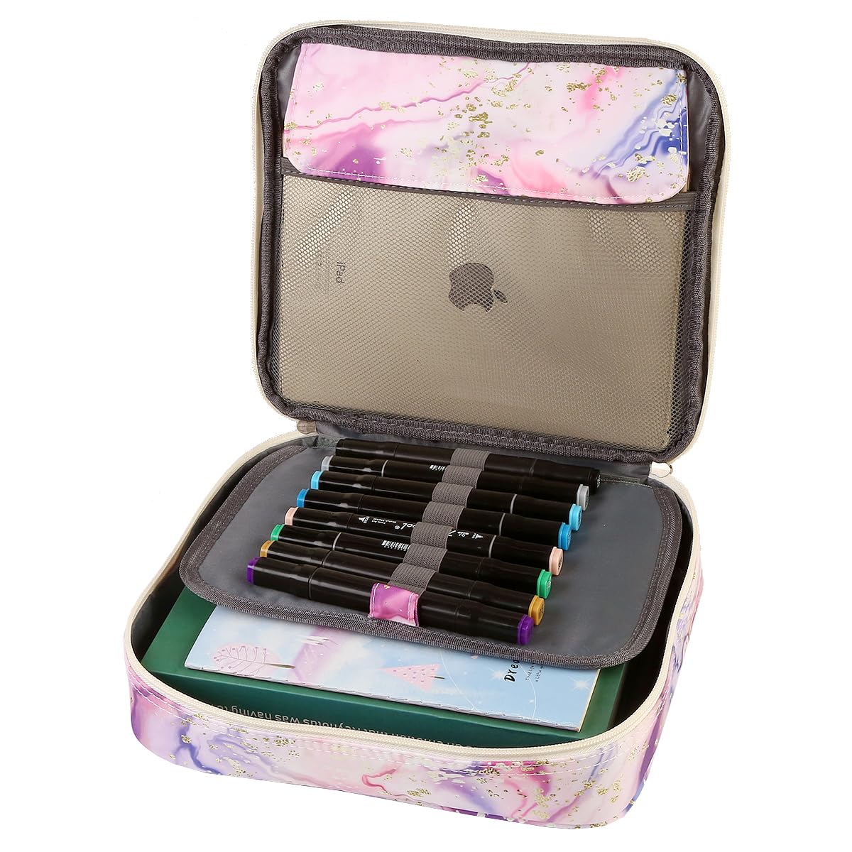 Lbxgap Multi-Functional Zipper Pencil ipad case with Handle and Zippered Pocket, Carrying