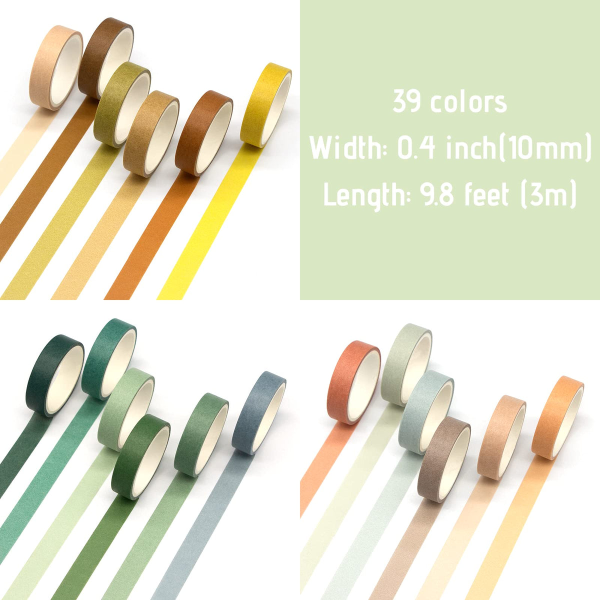 MOOKER 39 Rolls Washi Tape Set - Morandi Colored Masking Tape, Thin Vintage Tape for Journaling
