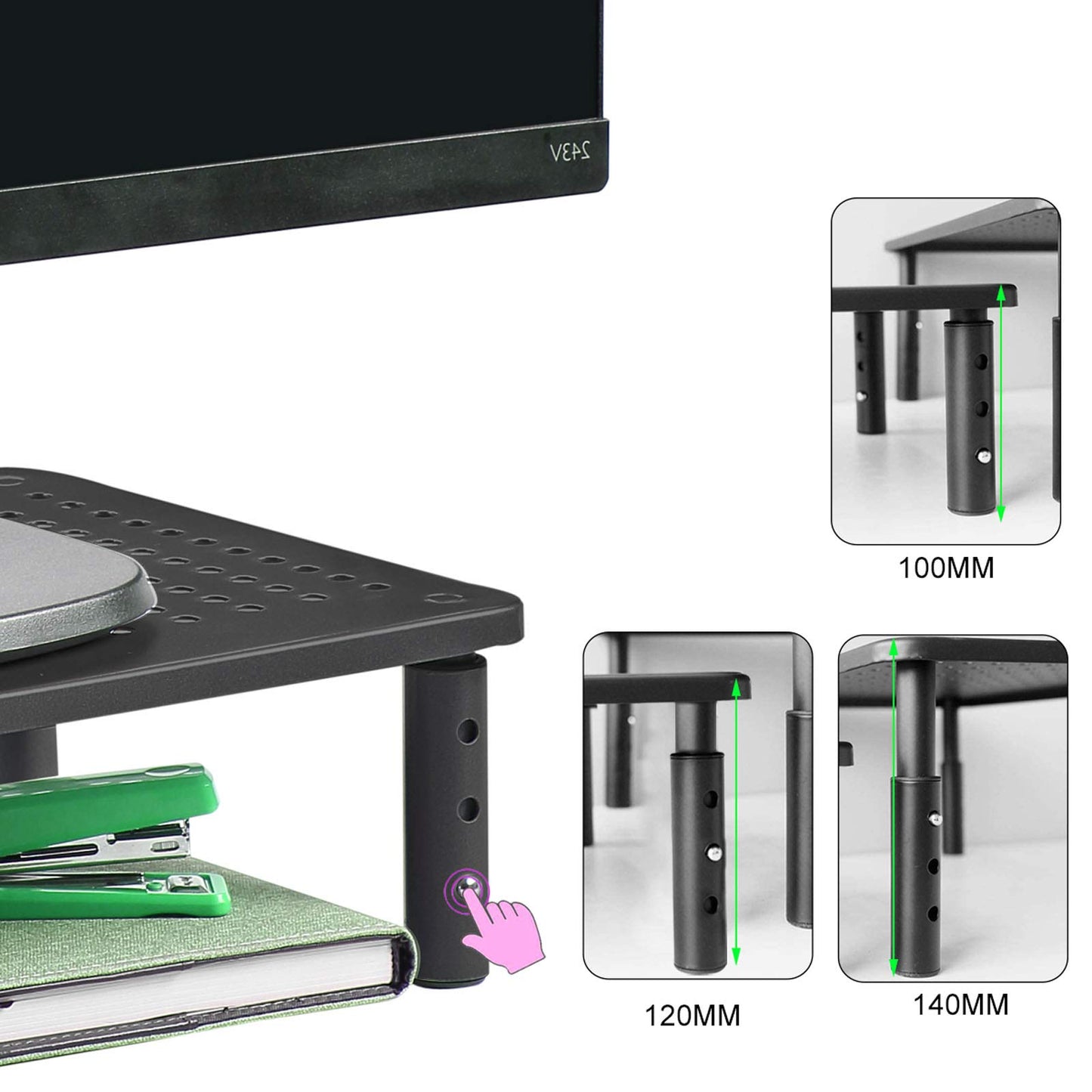Bracwiser Monitor Stand Riser,3 Level Height Adjustable Desktop monitor stand for Computer, Laptop