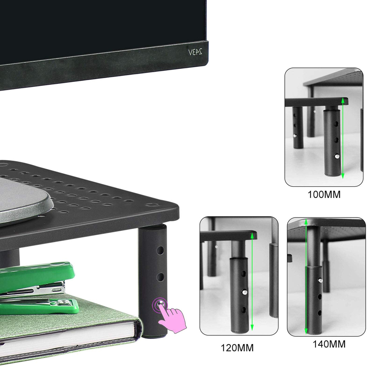 Bracwiser Monitor Stand Riser,3 Level Height Adjustable Desktop monitor stand for Computer, Laptop