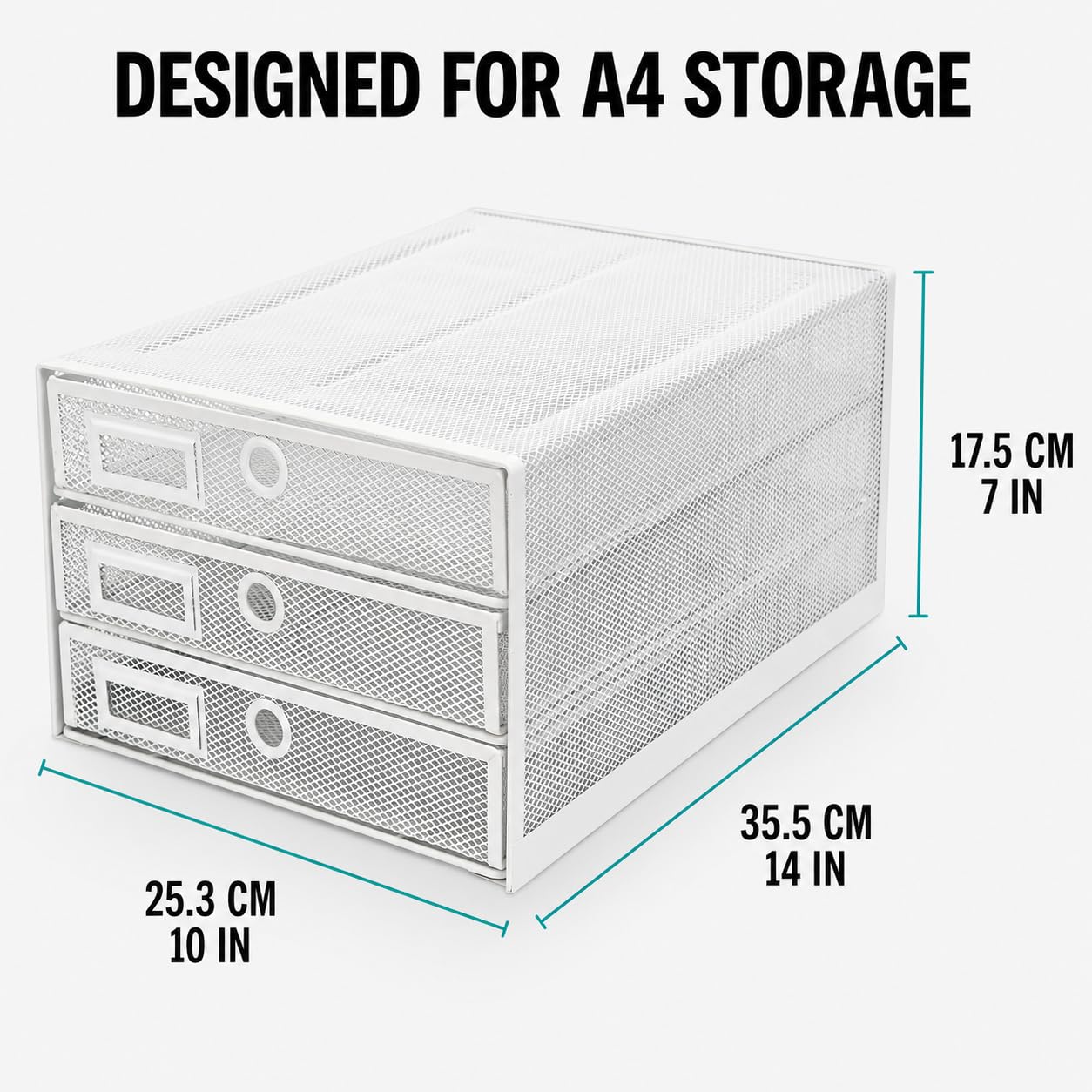 Exerz Paper Sorter 3 Drawer Wire Mesh A4 / Desk Multifunctional Desk Organiser/Multi-Layer Letter