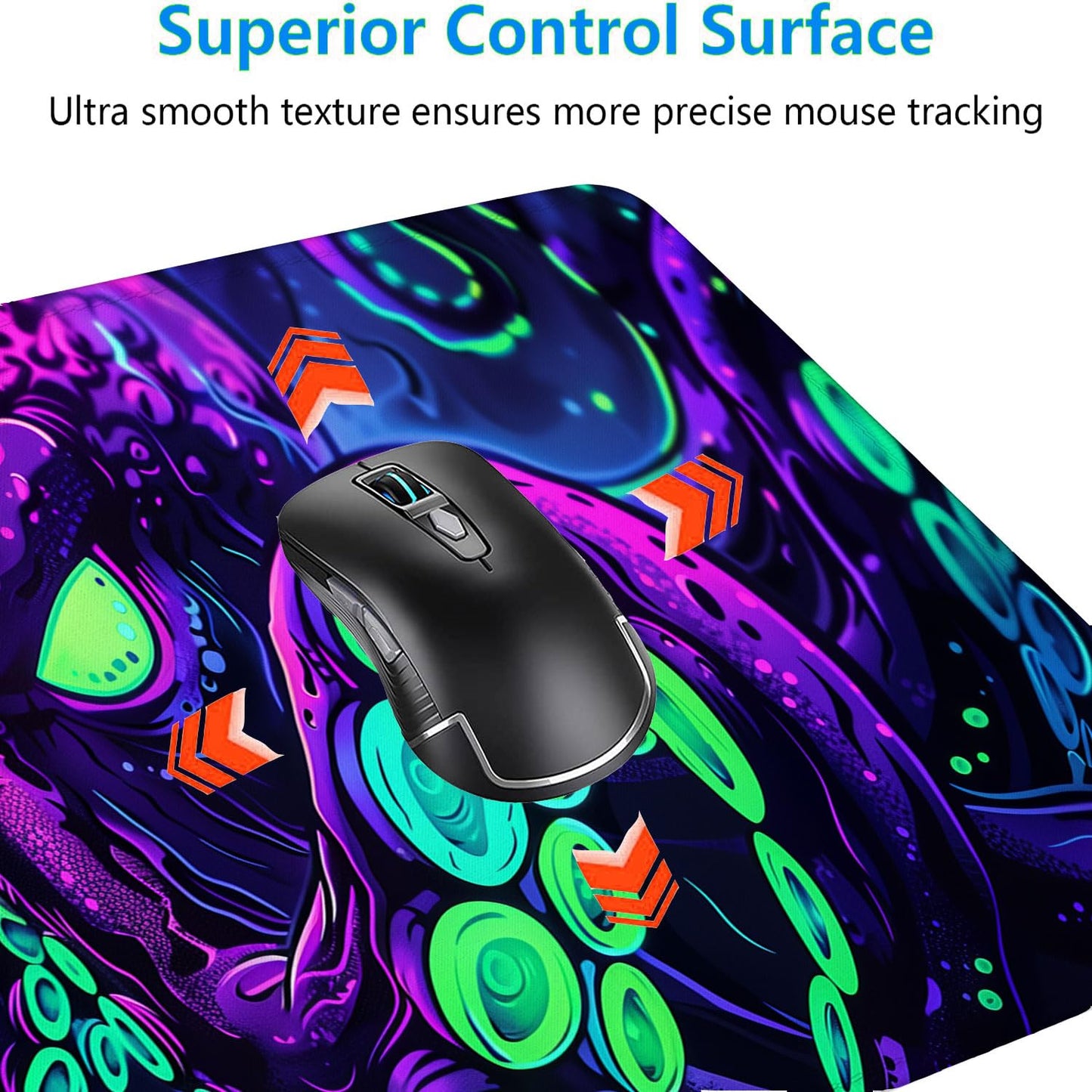 Octopus Desk Mat Gaming Mouse Pad Neon Cthulhu Monster Cool XL Mouse Pad Large Mousepad Extended