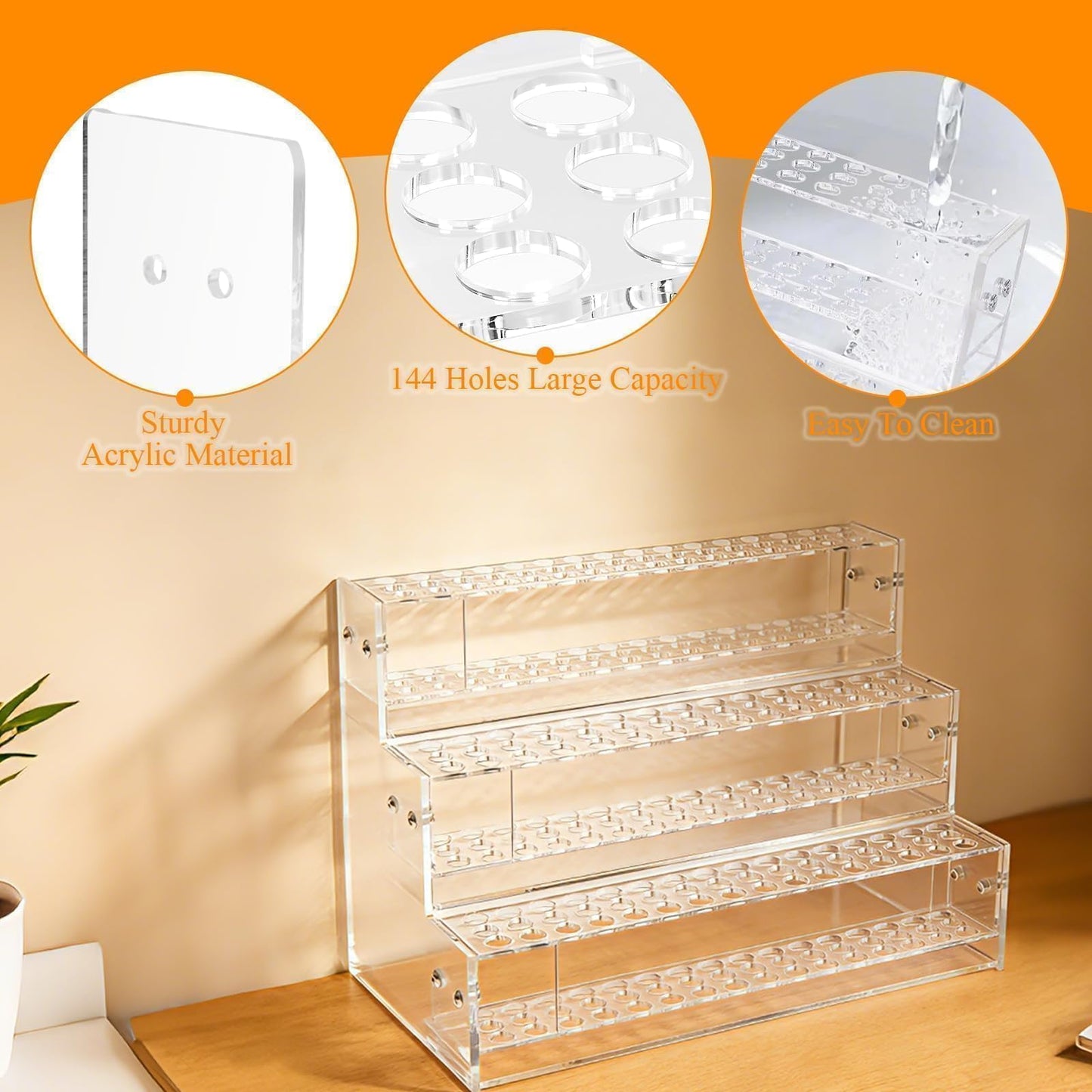144-Slots Pen Holder for Craft Shows,Acrylic Pen Display Stand Holders