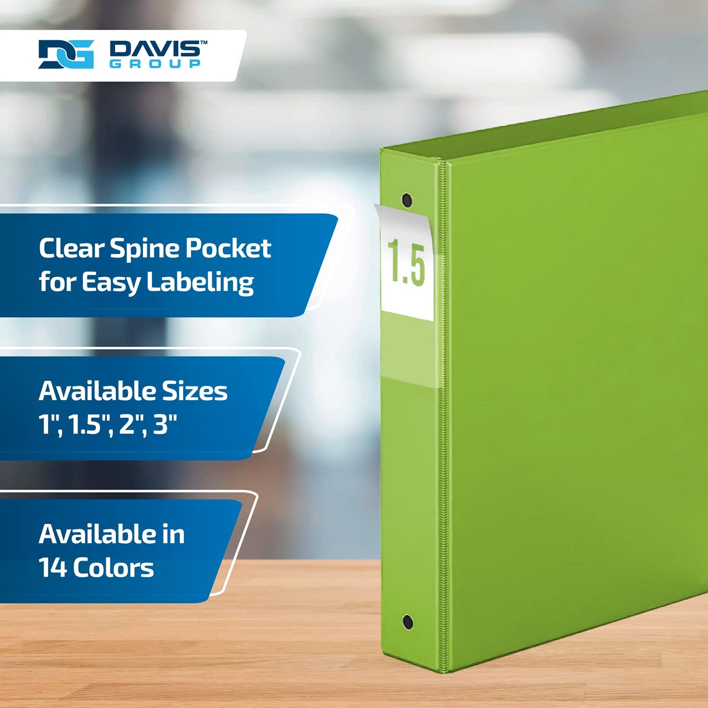 Premium Economy 3-Ring Binder, Spine Label, 1.5" Round Rings Lime Green 6Pk