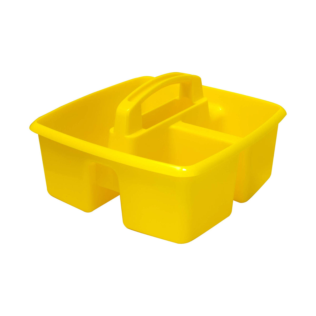 Storex 3-Compartment Small Caddy – Multipurpose Classroom Organizer with Handle, Yellow, 6-Pack