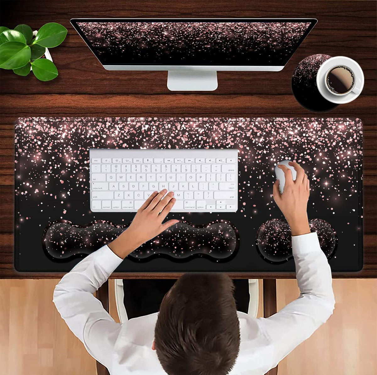 Large Gaming Mouse Pad (31.5x11.8 in) Rubber Base XXL Mousepad with Stitched Edges, Ergonomic