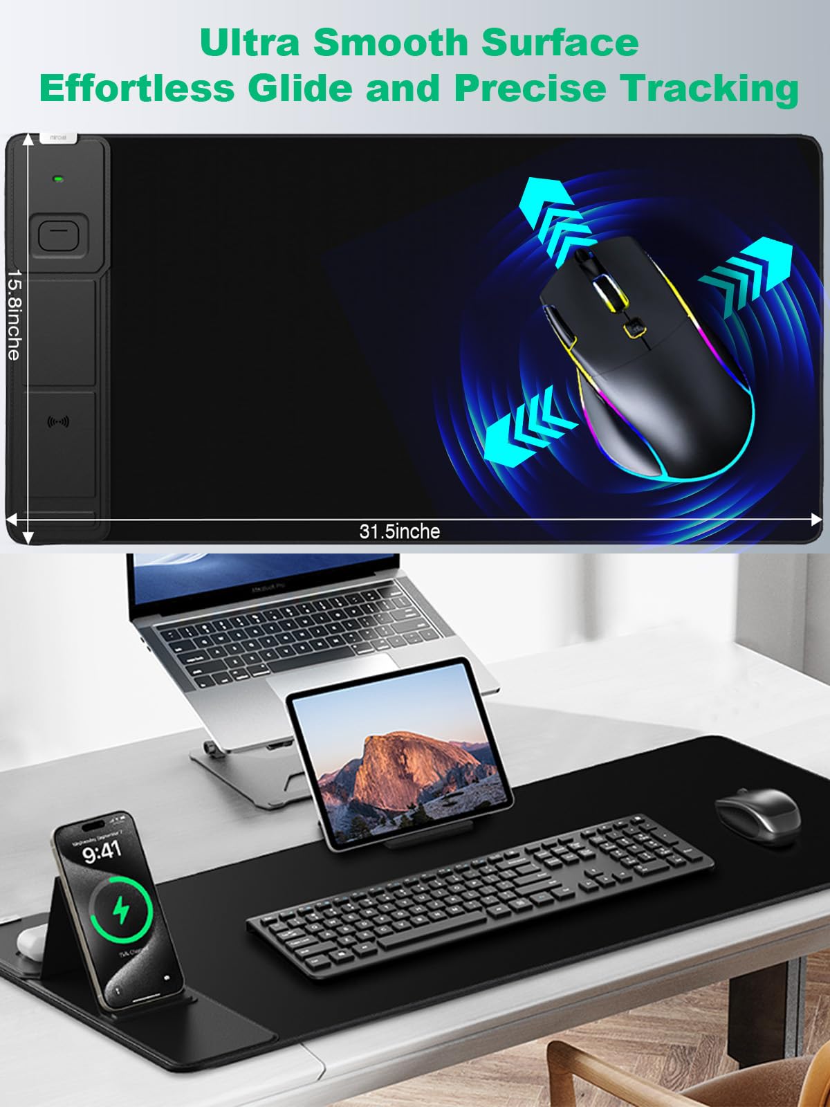 Mouse Pad, Office Desk Mat, Large Gaming Mousepad with Superior Micro-Weave Cloth, XXL Desk Pad