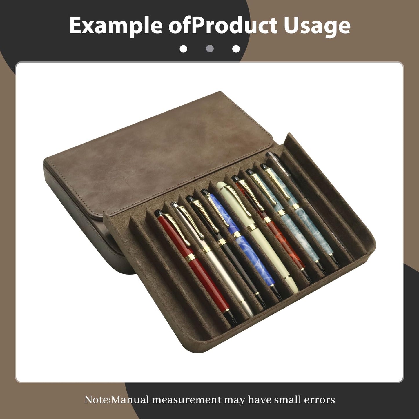 MIVLXLX PU Leather Fountain Pen Case, 12-Slot Pen Storage Tray(gray)