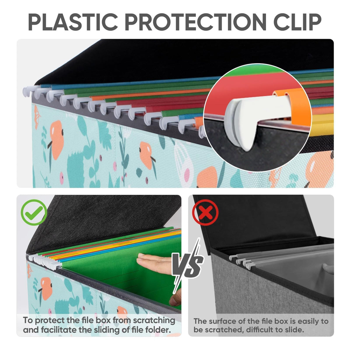 BALEINE File Organizer Box with Lid, Collapsible Hanging File Storage Box