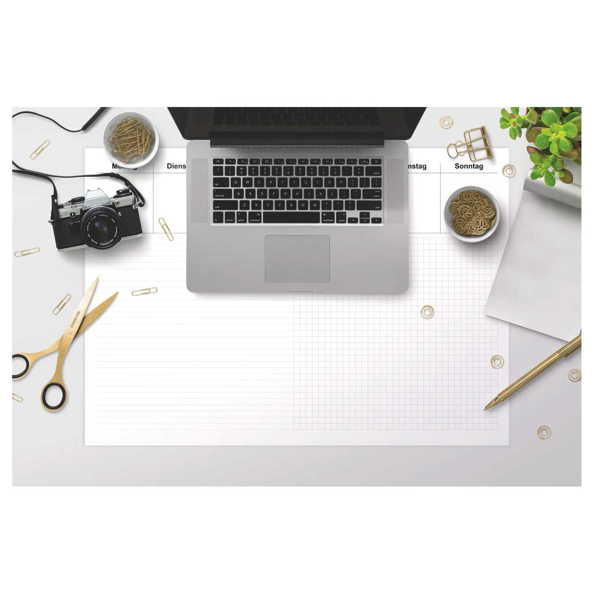 RNK 46616 Office Desk Pad Lined and Squared with 7 Days of the Week Fields 600 x 420 mm 30 Sheets 1