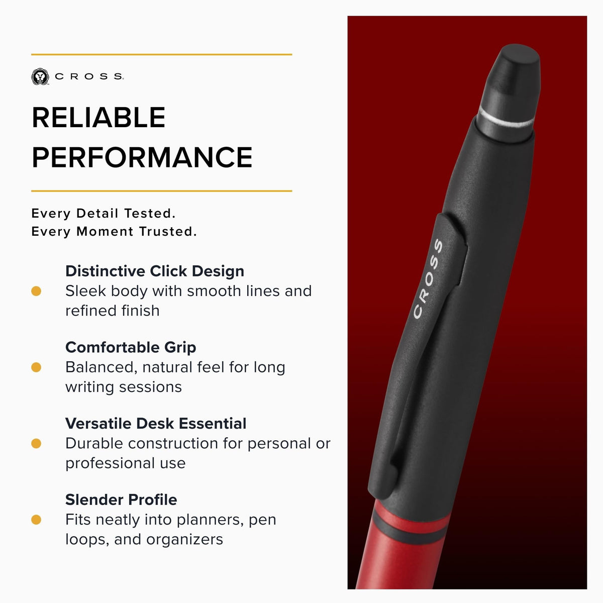 Cross Click Tuxedo Satin Metallic Red Ballpoint Pen, Black Ink