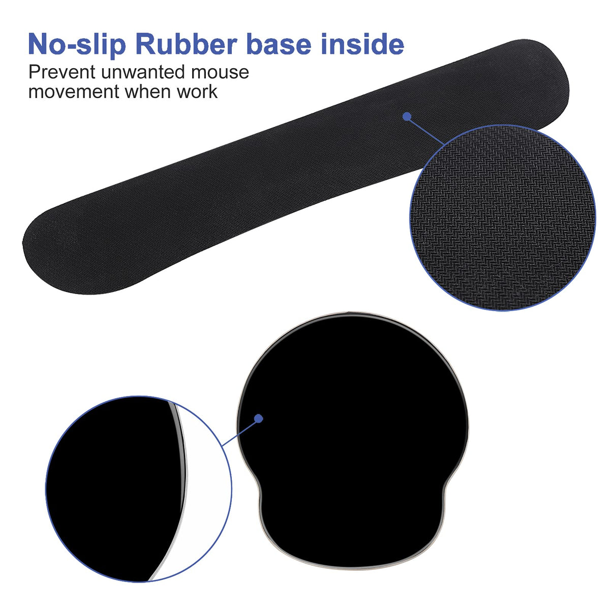 Mouse Pad Keyboard Wrist Rest, Gel Non Slip Rubber Wrist Support Rest Mouse Pad for Home Office