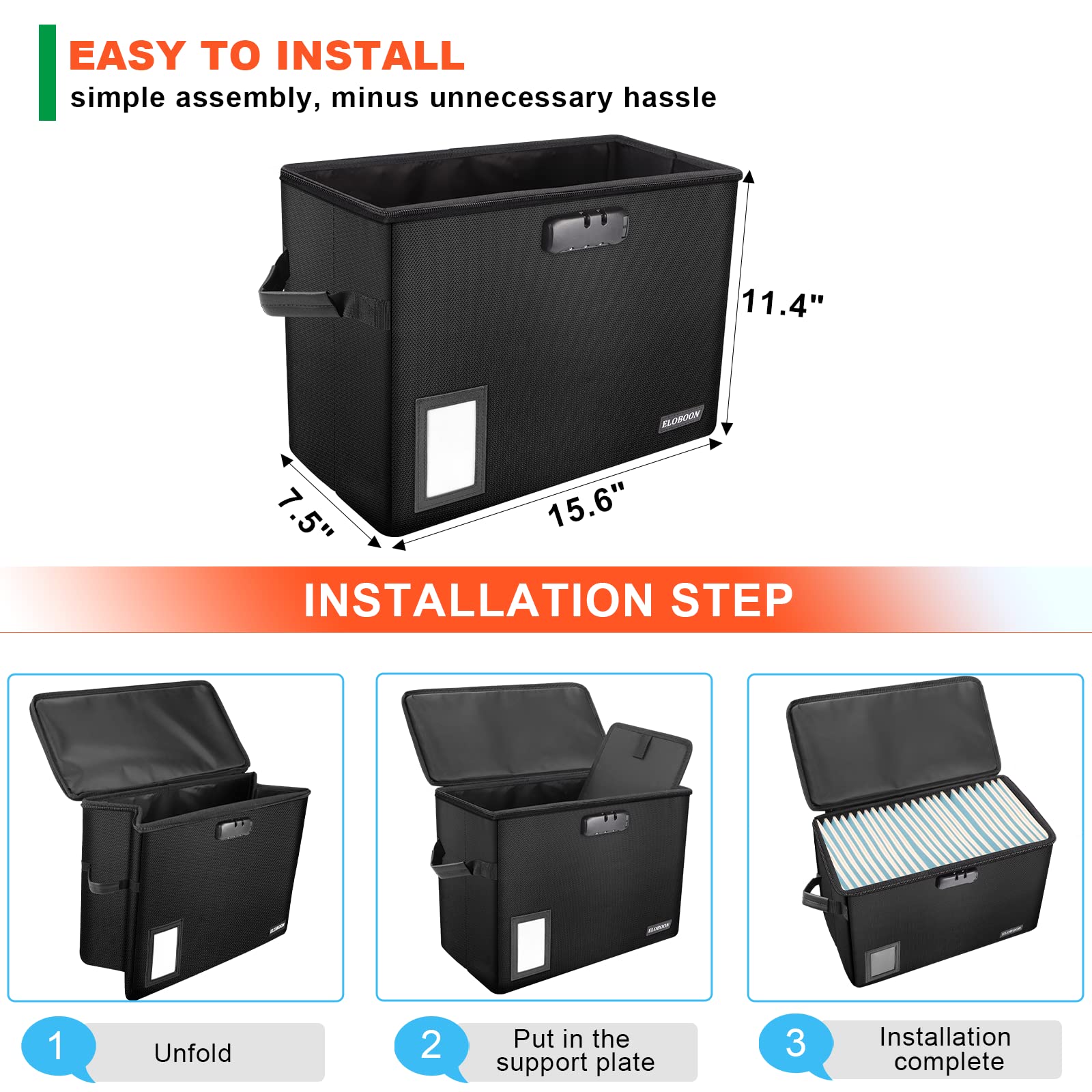 ELOBOON Comic Book Storage Box with Lock, Fireproof Comic Book Organizer