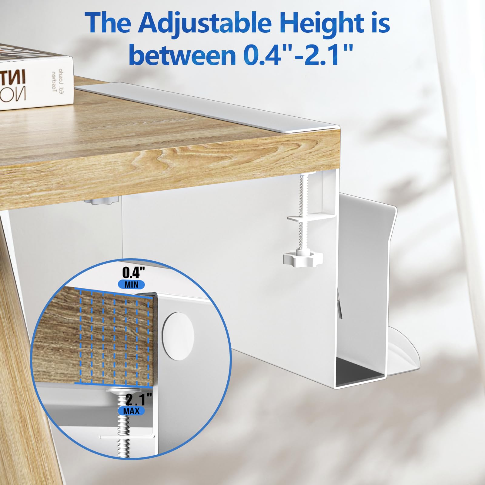 Litwaro Desk Side Storage Organizer, Under Desk Laptop Holder No Drill, Laptop Mount with Magnetic