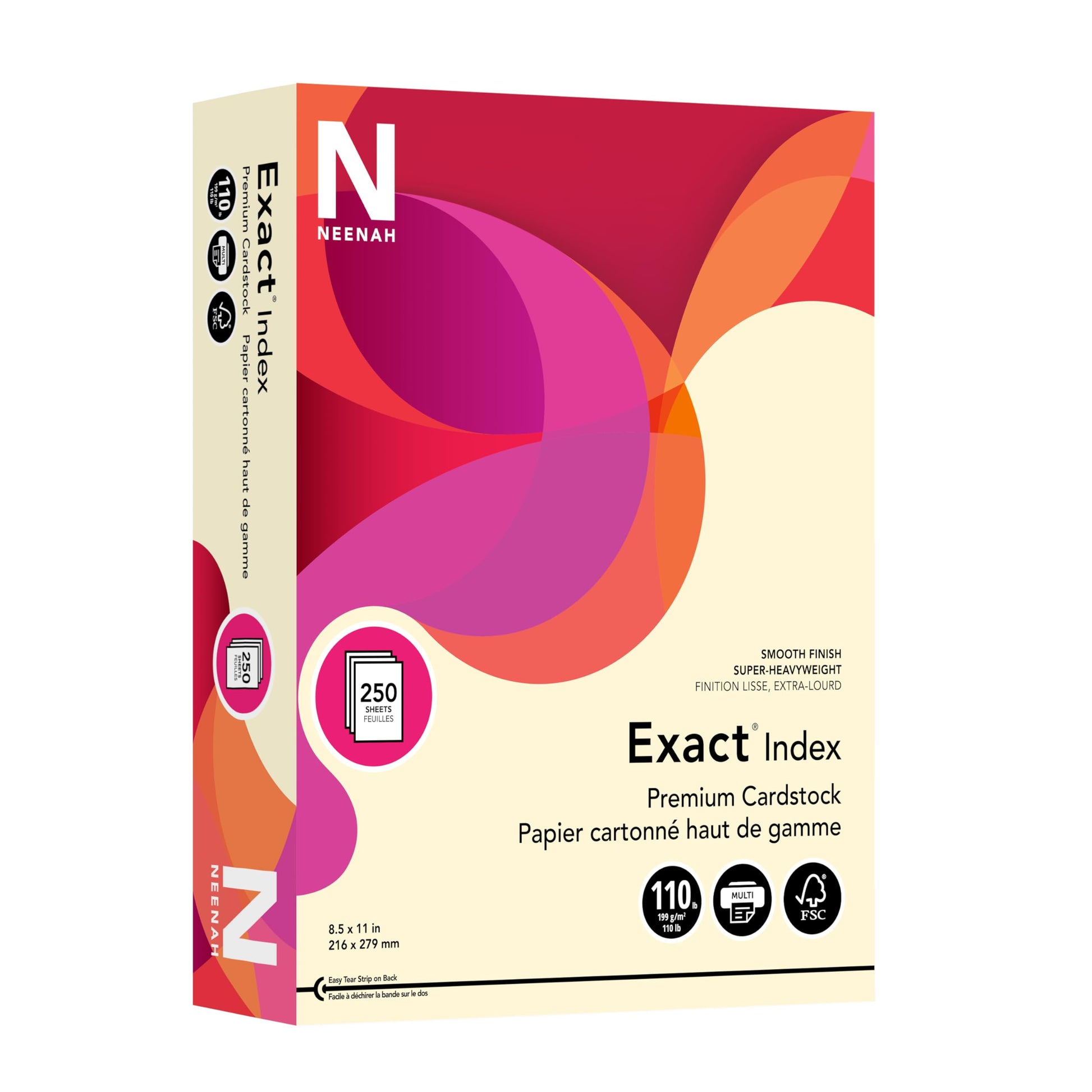 Neenah Exact Index Cardstock, 8.5" x 11", 110 lb/199 gsm, Ivory, 250 Sheets (48588)