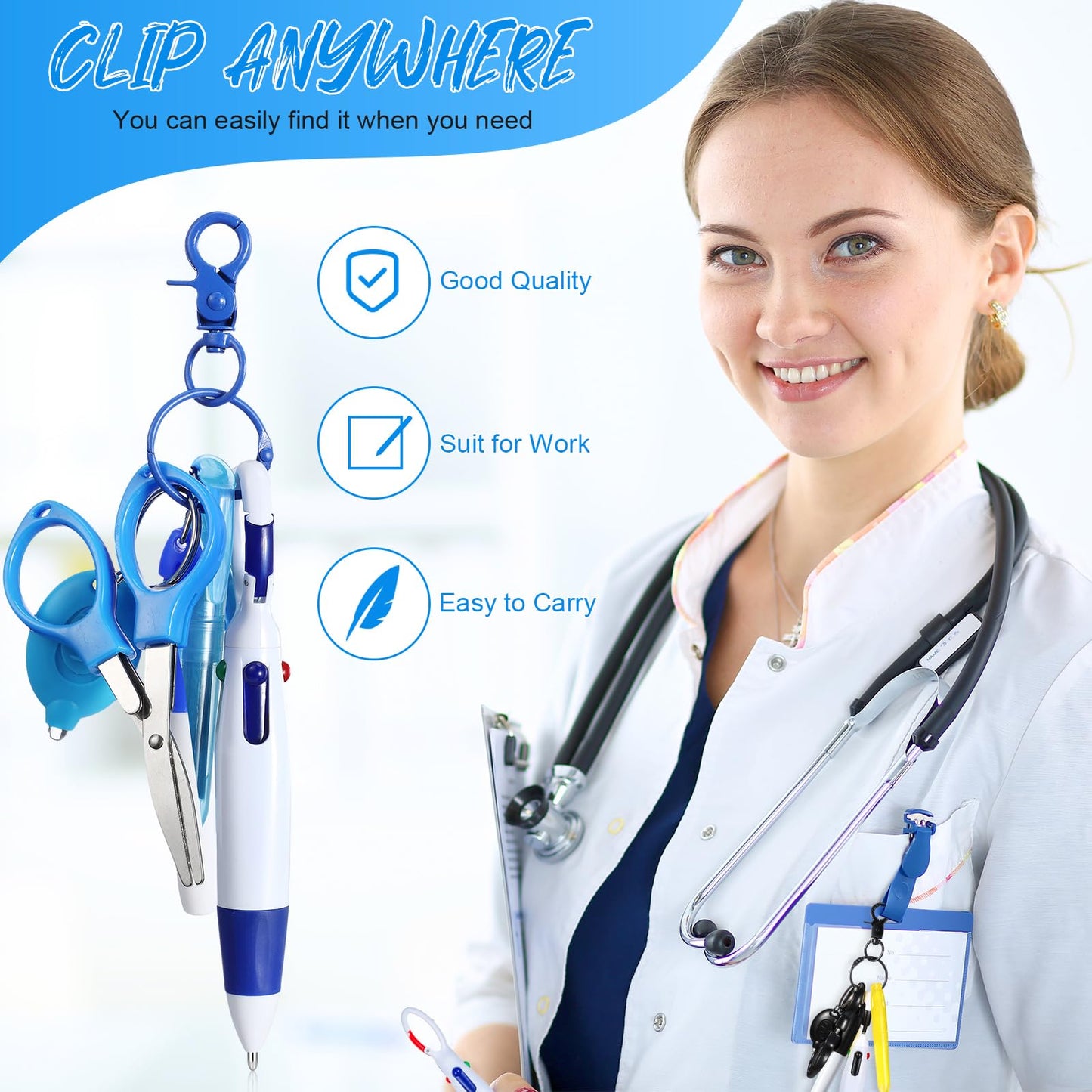 Glenmal 72 Pcs Nurse Pen Set for Badge Reel Mini Pens, Simple