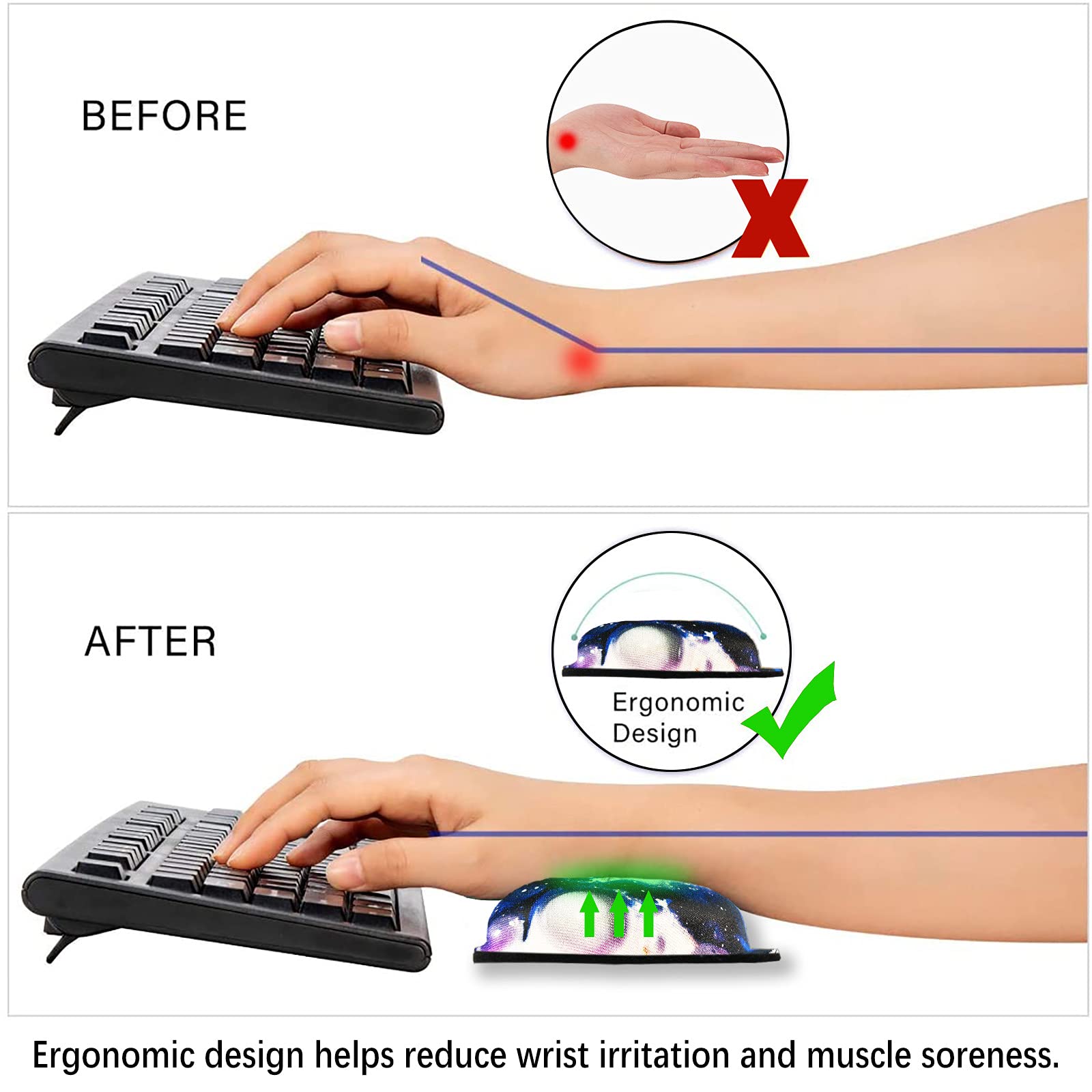 ArtSo Upgraded Wrist Rest Support for Mouse Pad & Keyboard, Ergonomic Gel Mousepad Non-Slip Rubber
