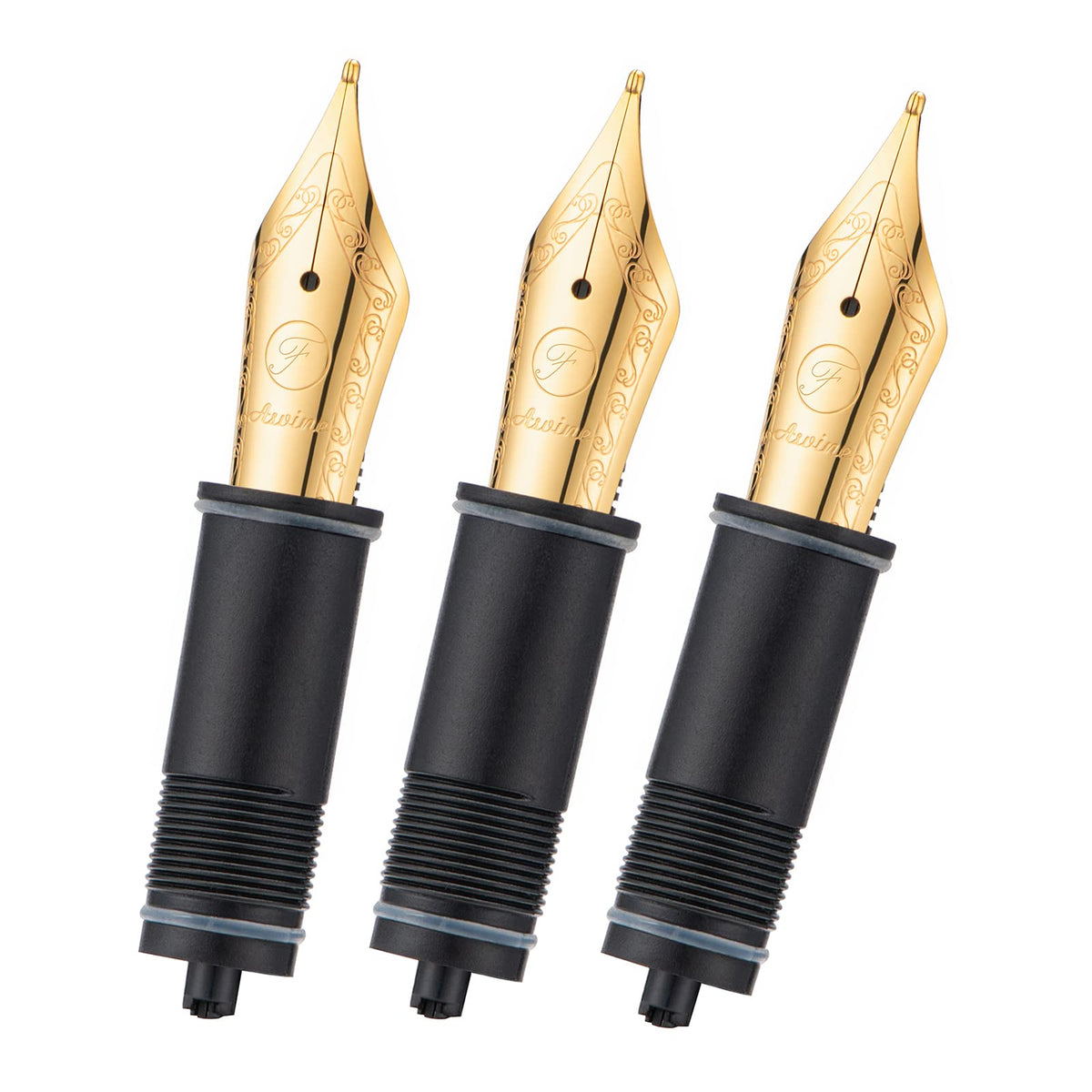 Asvine 3 PCS Fountain Pen Replaced Nibs, 6 Gold Plated Fine Nib V169, P20, P30 and V126