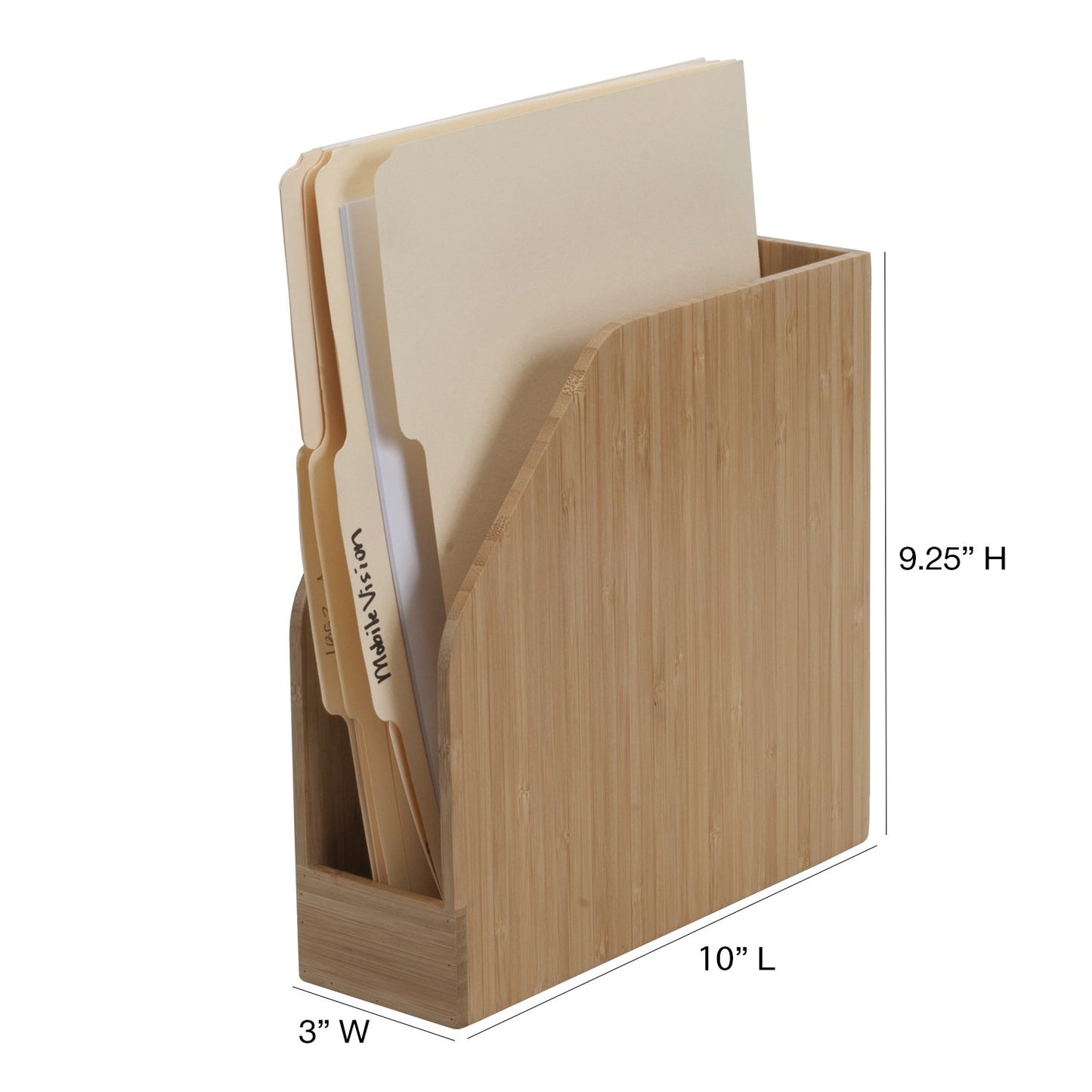 MobileVision Bamboo Vertical File Folder Holder & Office Product Organizer, Store Files, Magazines