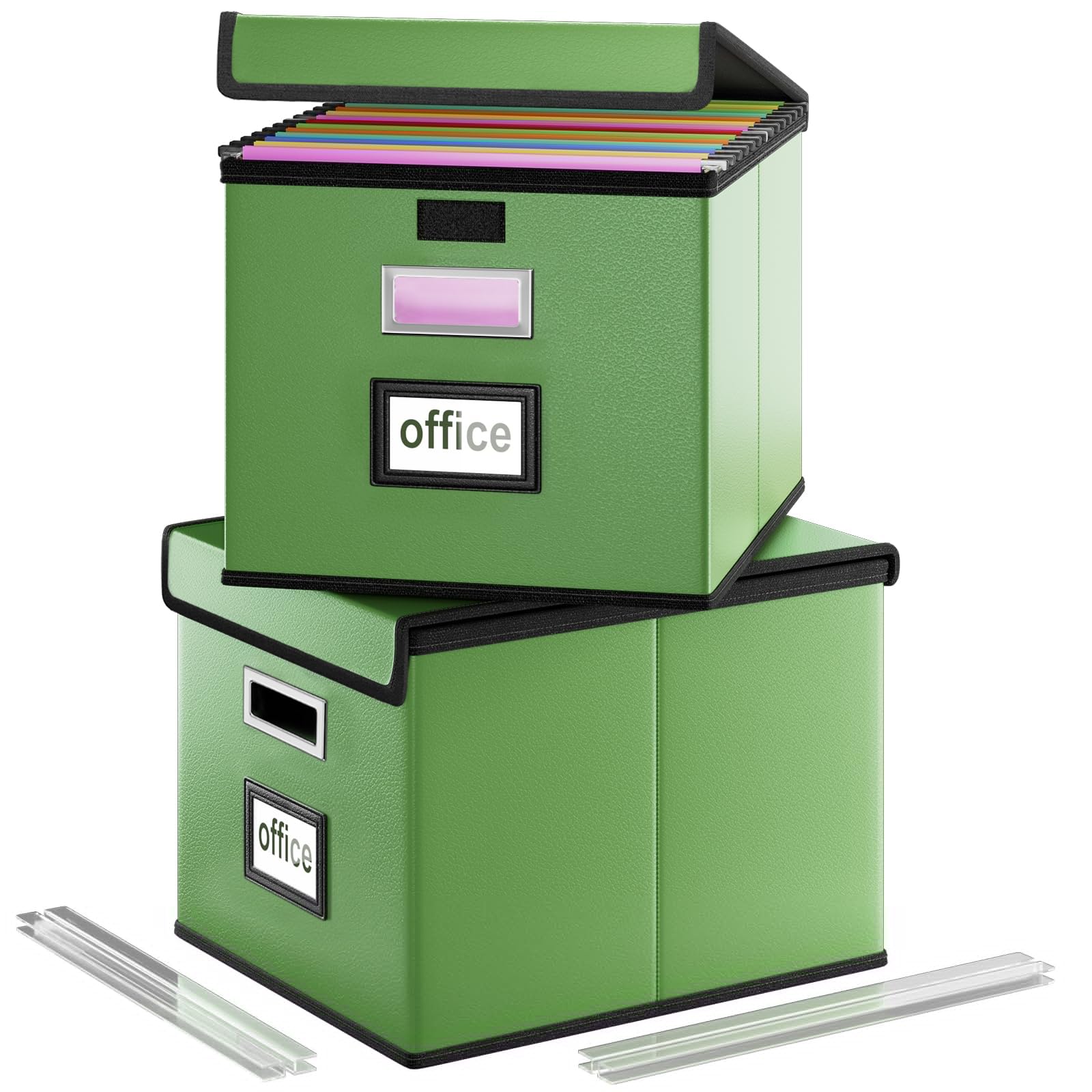 Huolewa File Organizer Box with Lids, Collapsible File Folder Organizer