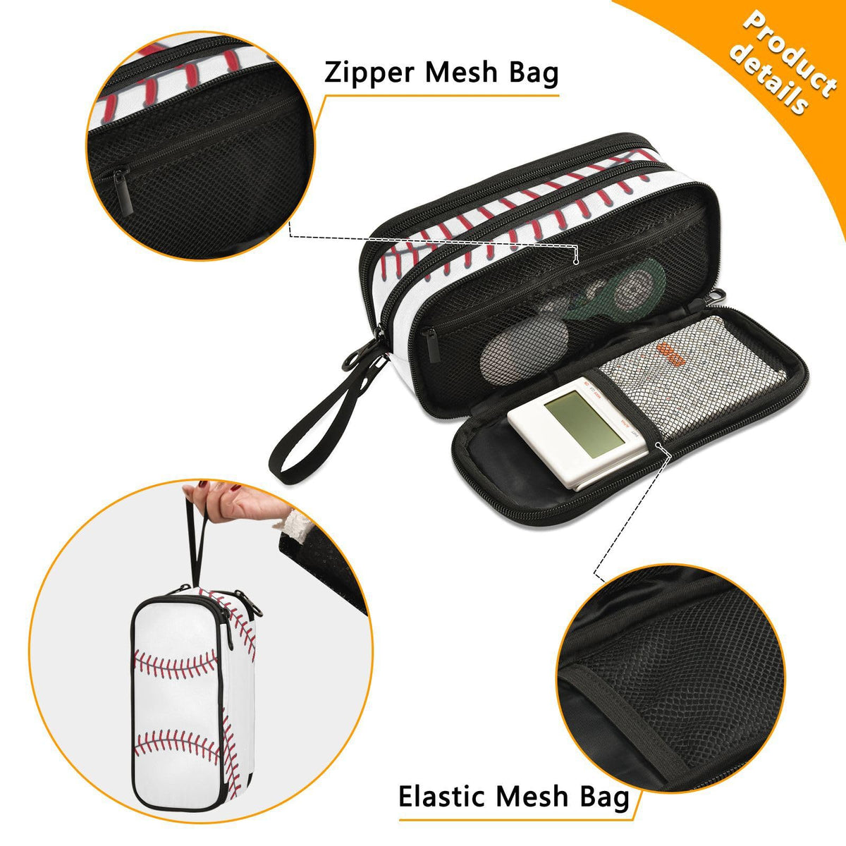 XUWU Personalized Baseball Large Capacity Pencil Case Pencil Pouch Pen Box