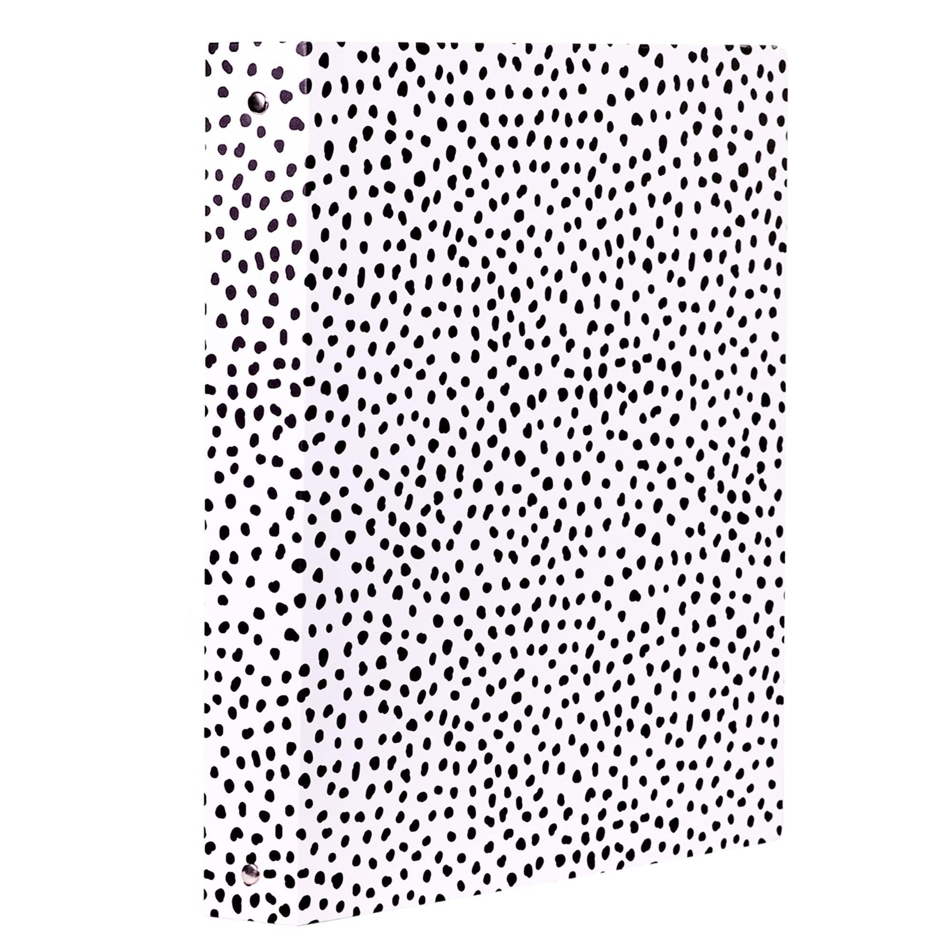 Steel Mill & Co. 1-Inch Hardcover 3 Ring Binder, Black Dot
